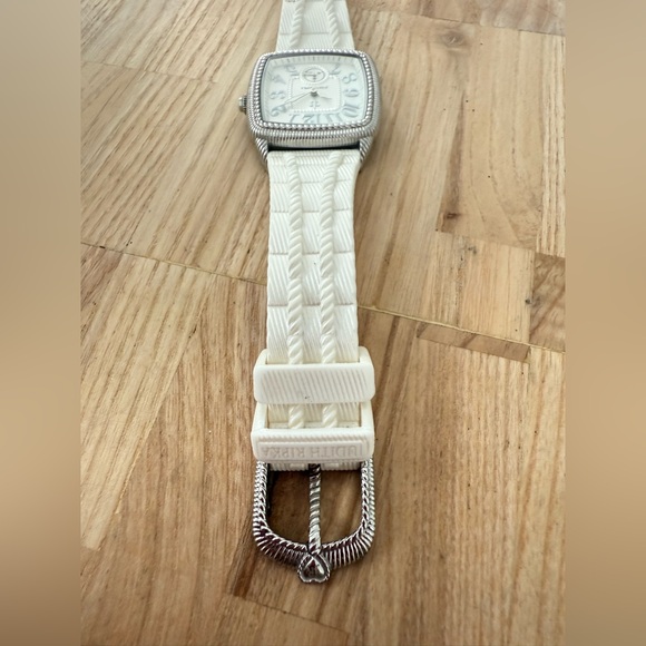 Judith ripka ladies rectangular silver tone white classic watch NEW BATTERY main image 10